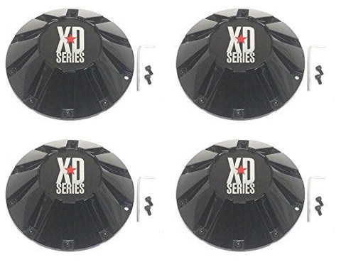 Set (4pcs) KMC XD Series Gloss Black Wheel Center Cap 8. 5" for 18x9" 20x9" XD806 Bomb Rim - The Center Cap Store
