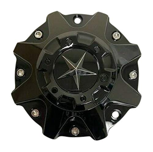 DFD Wheels ER038 Gloss Black with Chrome Star Wheel Center Cap Texas Lone Star reference image