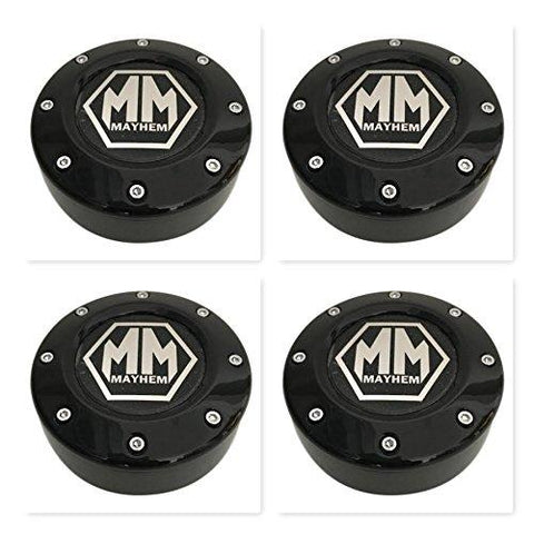 4 Pack Mayhem Wheels 81232090F-3 C1080503B Black Wheel Center Cap 5 Lug - The Center Cap Store