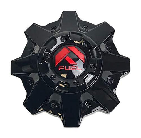 Fuel Offroad Wheels 1002-53GBQ Gloss Black with Red Logo and Black Rivets Center Cap - The Center Cap Store