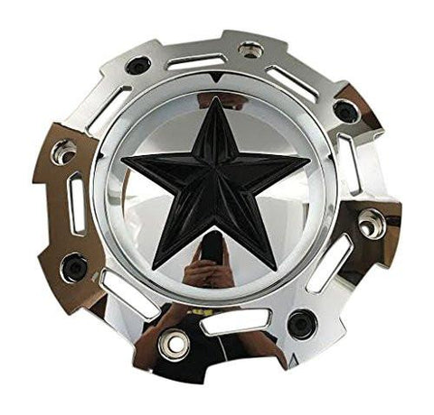 KMC XD Rockstar 2 SC-198CHR SC-190 Chrome Center Cap with Black Star - The Center Cap Store