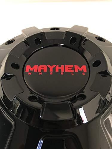 Mayhem Wheels 8104 Arsenal C108104B Gloss Black Cap with Red Logo - The Center Cap Store