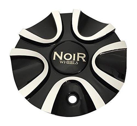 Noir Wheels HY-CAP-054 M Black and Machined Wheel Center Cap - The Center Cap Store