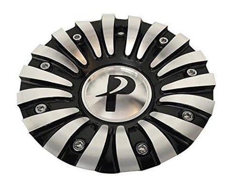 Phino Wheels CSPW118-1A-AL Black and Machined Center Cap - The Center Cap Store