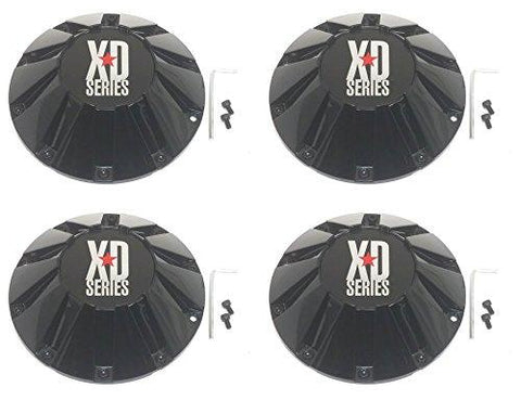 Set (4pcs) KMC XD Series Gloss Black Wheel Center Cap 8. 5" for 18x9" 20x9" XD806 Bomb Rim - The Center Cap Store