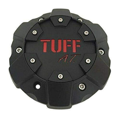 TUFF at C611901 C706901 Matte Black with Red Lettering Wheel Center Cap - The Center Cap Store