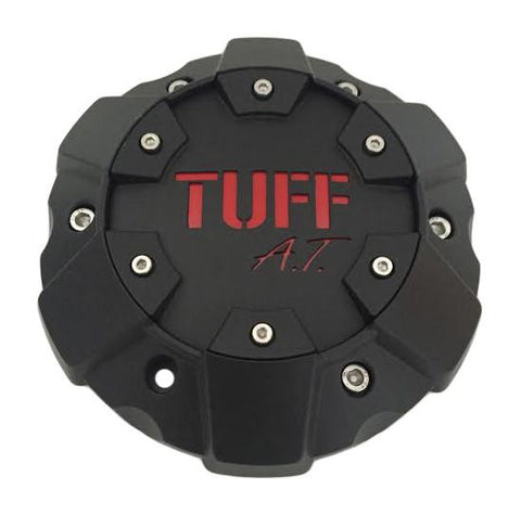TUFF AT C611901CB3 Matte Black With Red Lettering Wheel Center Cap - The Center Cap Store