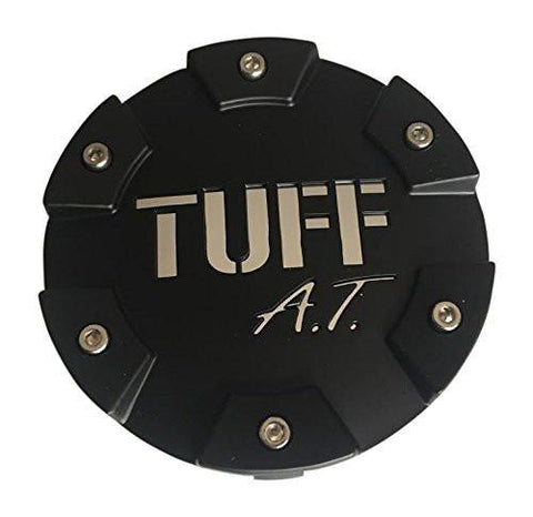 TUFF A.T. Wheels C611901 Matte Black Cap With Chrome Lettering Center Only - The Center Cap Store