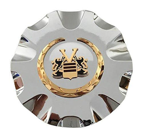 Vogue Tyres V-CAP-01 Chrome Wheel Center Cap Gold Logo - The Center Cap Store