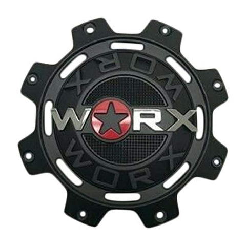 Worx by Ultra 8 Lug Matte Black Wheel Center Cap 30171765F-A Flat Type - The Center Cap Store